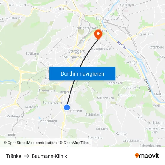 Tränke to Baumann-Klinik map