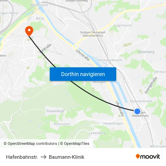 Hafenbahnstr. to Baumann-Klinik map