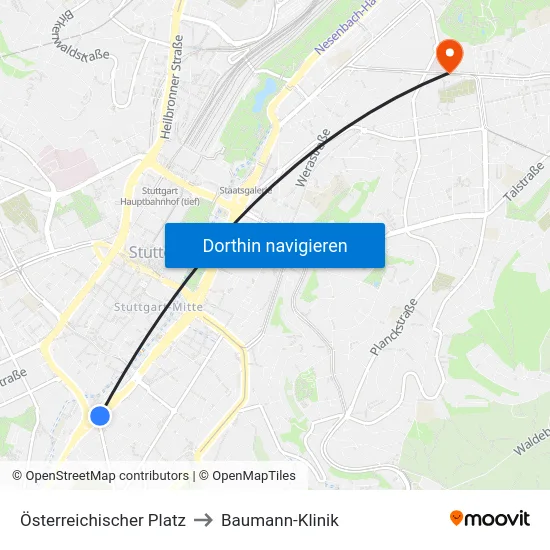 Österreichischer Platz to Baumann-Klinik map