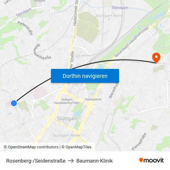 Rosenberg-/Seidenstraße to Baumann-Klinik map