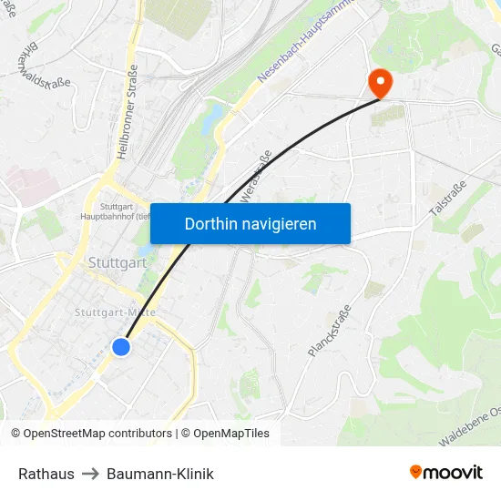 Rathaus to Baumann-Klinik map