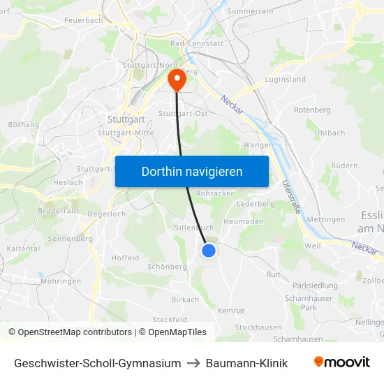 Geschwister-Scholl-Gymnasium to Baumann-Klinik map