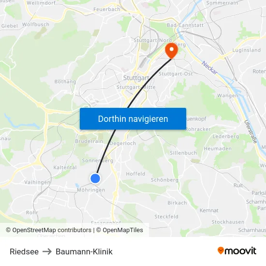 Riedsee to Baumann-Klinik map