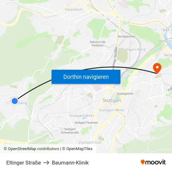 Eltinger Straße to Baumann-Klinik map