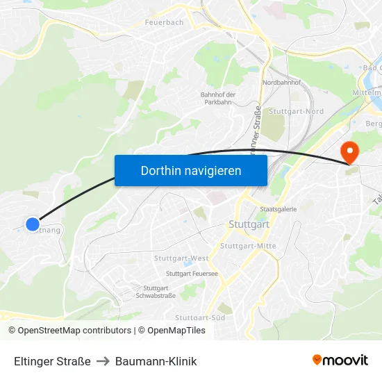Eltinger Straße to Baumann-Klinik map