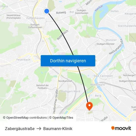 Zabergäustraße to Baumann-Klinik map