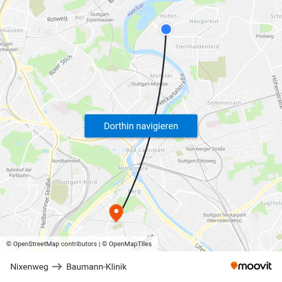Nixenweg to Baumann-Klinik map