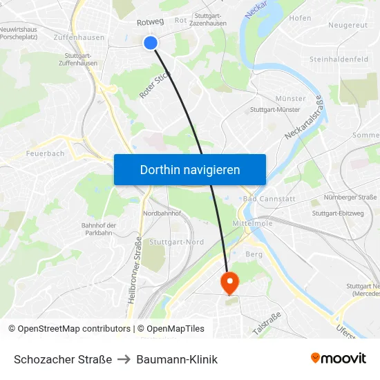 Schozacher Straße to Baumann-Klinik map
