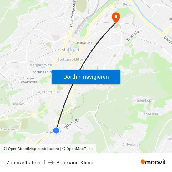 Zahnradbahnhof to Baumann-Klinik map