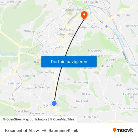 Fasanenhof Abzw. to Baumann-Klinik map