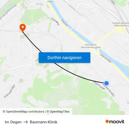 Im Degen to Baumann-Klinik map