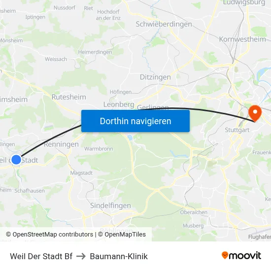 Weil Der Stadt Bf to Baumann-Klinik map