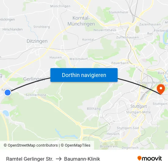 Ramtel Gerlinger Str. to Baumann-Klinik map