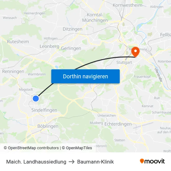 Maich. Landhaussiedlung to Baumann-Klinik map