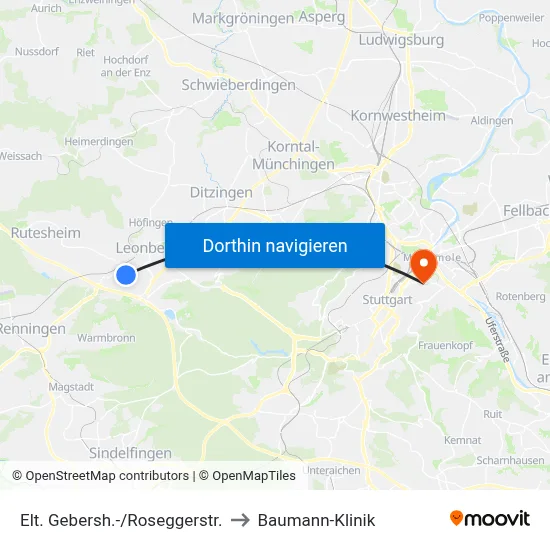 Elt. Gebersh.-/Roseggerstr. to Baumann-Klinik map
