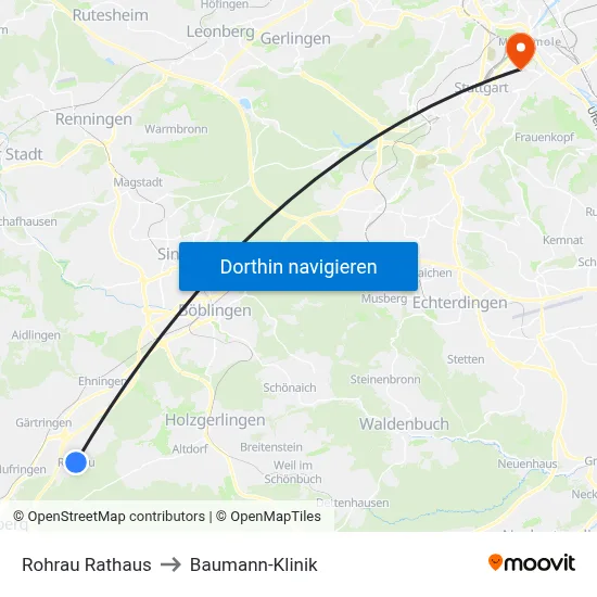 Rohrau Rathaus to Baumann-Klinik map