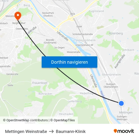 Mettingen Weinstraße to Baumann-Klinik map