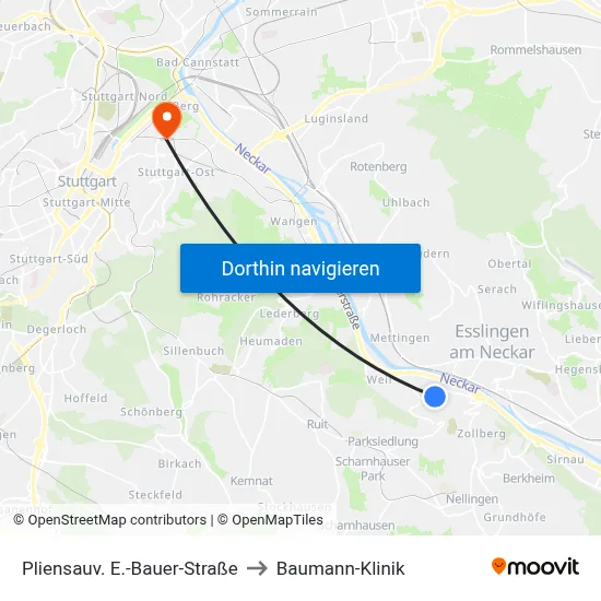 Pliensauv. E.-Bauer-Straße to Baumann-Klinik map
