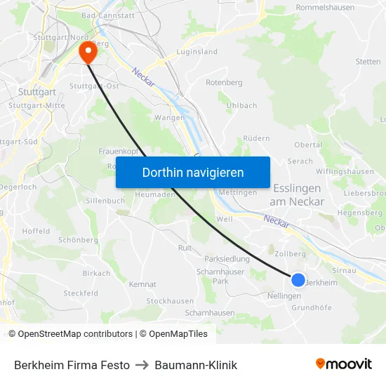 Berkheim Firma Festo to Baumann-Klinik map