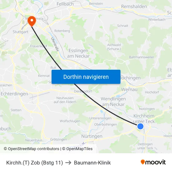 Kirchh.(T) Zob (Bstg 11) to Baumann-Klinik map