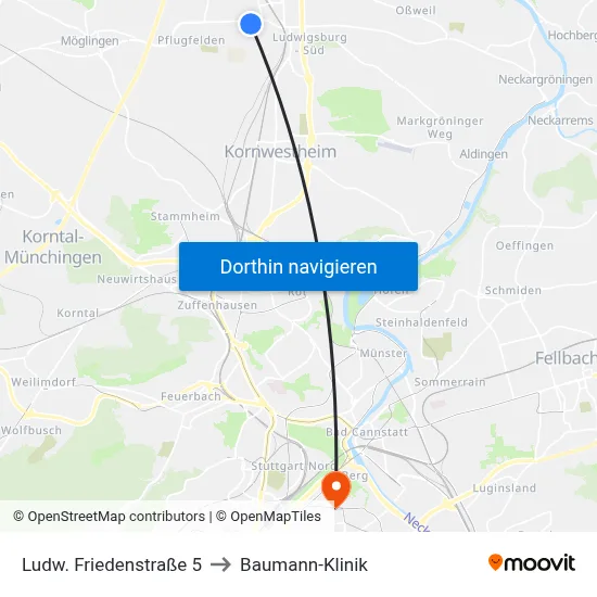 Ludw. Friedenstraße 5 to Baumann-Klinik map
