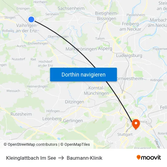 Kleinglattbach Im See to Baumann-Klinik map