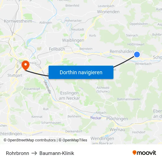 Rohrbronn to Baumann-Klinik map