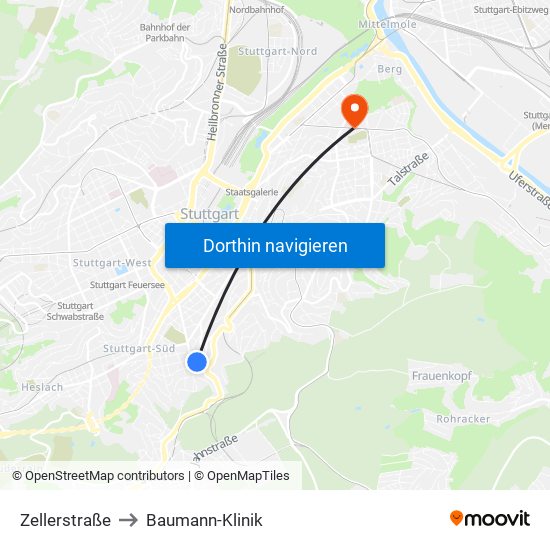 Zellerstraße to Baumann-Klinik map