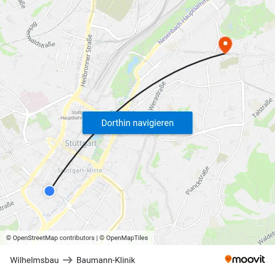 Wilhelmsbau to Baumann-Klinik map