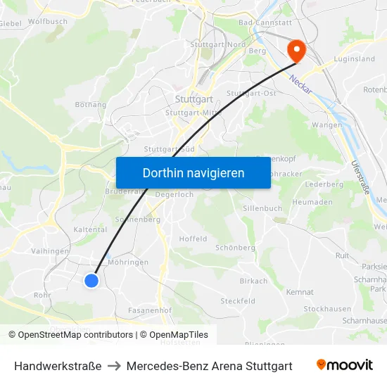 Handwerkstraße to Mercedes-Benz Arena Stuttgart map