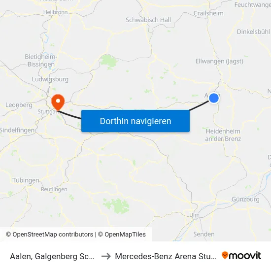 Aalen, Galgenberg Schulen to Mercedes-Benz Arena Stuttgart map