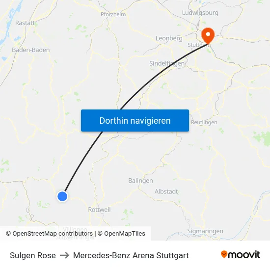 Sulgen Rose to Mercedes-Benz Arena Stuttgart map