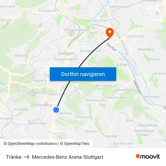 Tränke to Mercedes-Benz Arena Stuttgart map