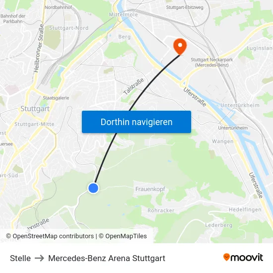 Stelle to Mercedes-Benz Arena Stuttgart map