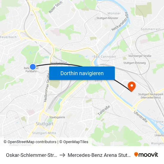 Oskar-Schlemmer-Straße to Mercedes-Benz Arena Stuttgart map