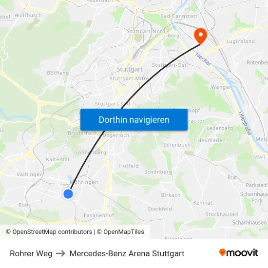 Rohrer Weg to Mercedes-Benz Arena Stuttgart map