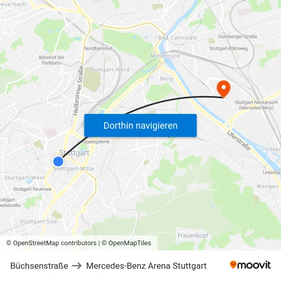 Büchsenstraße to Mercedes-Benz Arena Stuttgart map