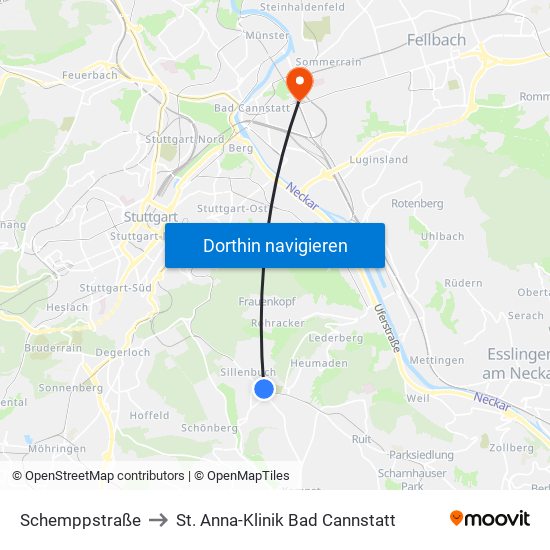 Schemppstraße to St. Anna-Klinik Bad Cannstatt map