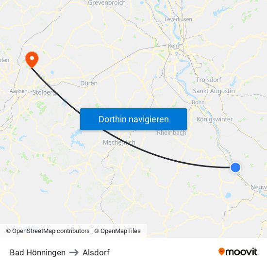 Bad Hönningen to Alsdorf map