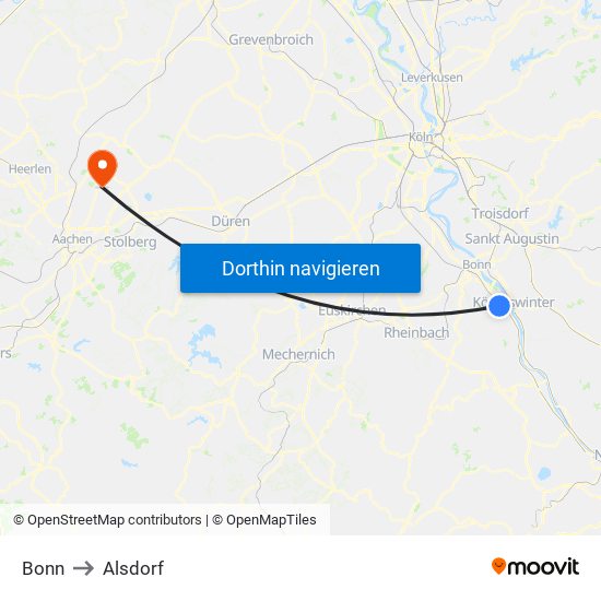 Bonn to Alsdorf map