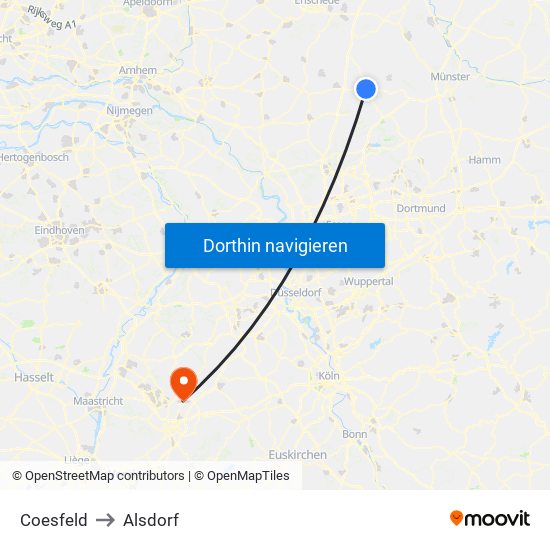 Coesfeld to Alsdorf map