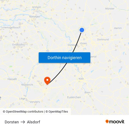 Dorsten to Alsdorf map