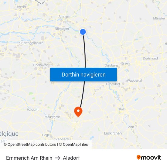 Emmerich Am Rhein to Alsdorf map