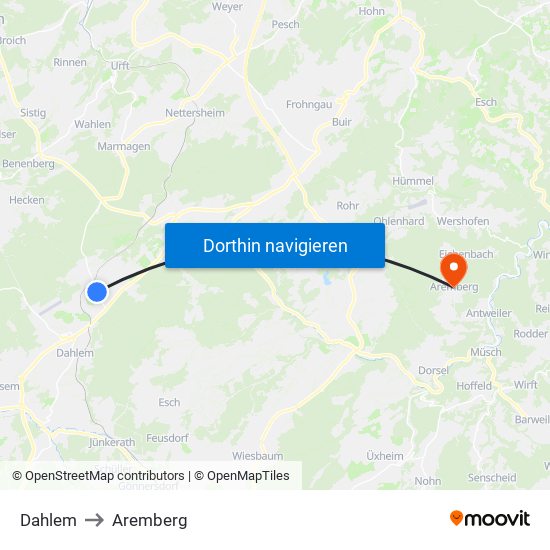 Dahlem to Aremberg map