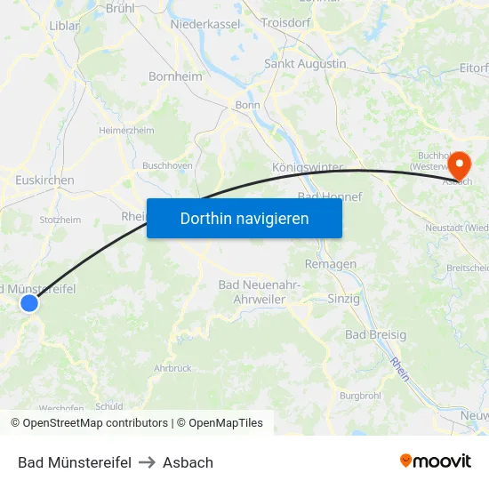 Bad Münstereifel to Asbach map