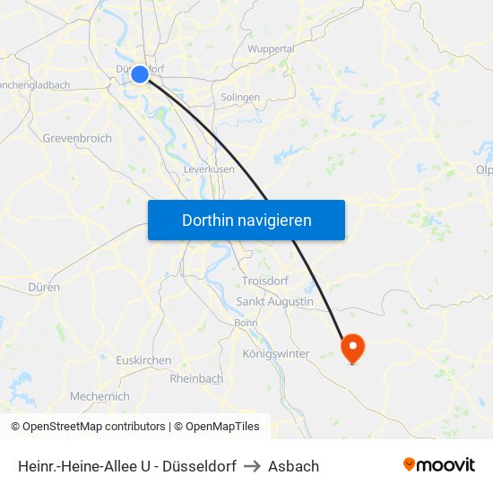 Heinr.-Heine-Allee U - Düsseldorf to Asbach map