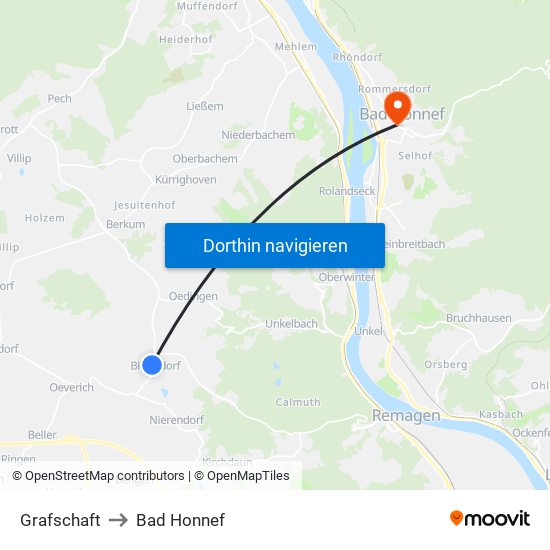 Grafschaft to Bad Honnef map