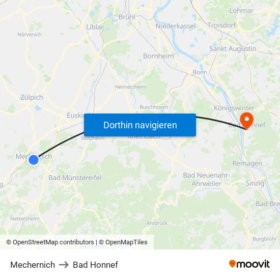 Mechernich to Bad Honnef map