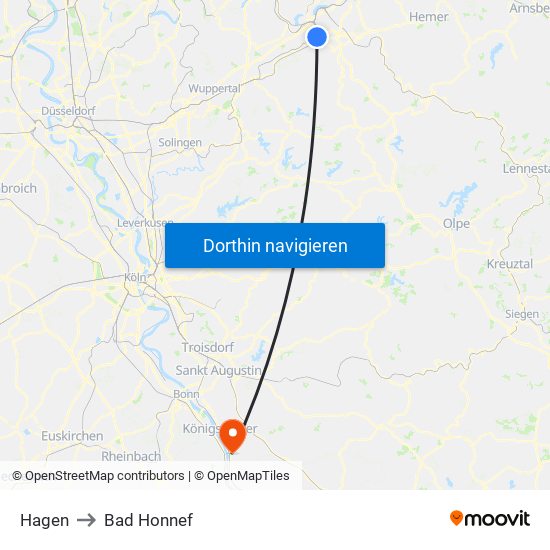 Hagen to Bad Honnef map