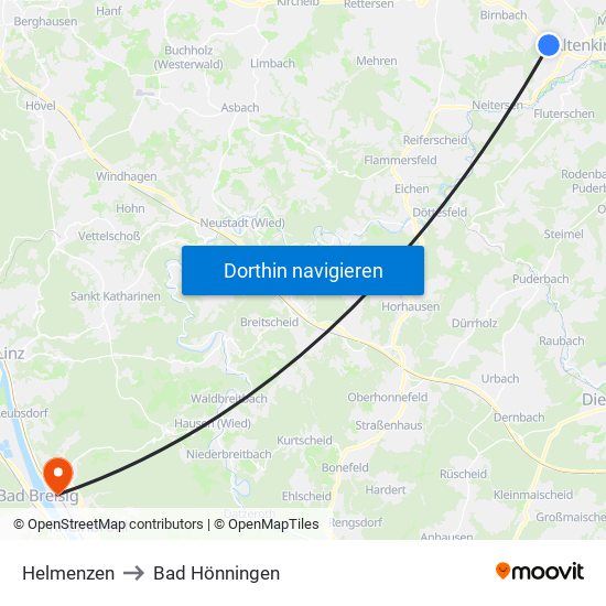 Helmenzen to Bad Hönningen map